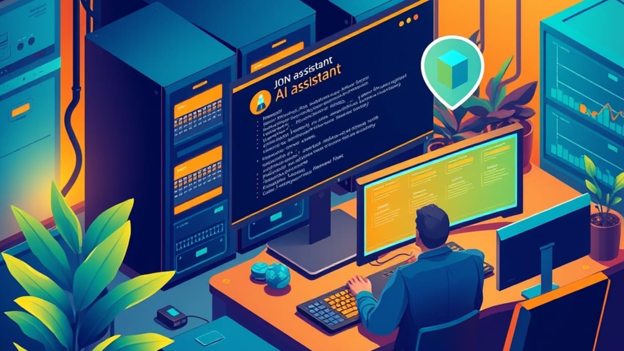 Ilustração de desenvolvedor configurando webhook e IA para automação de respostas no WhatsApp