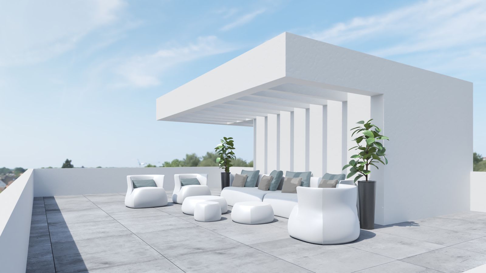 Takterrasse med solplass