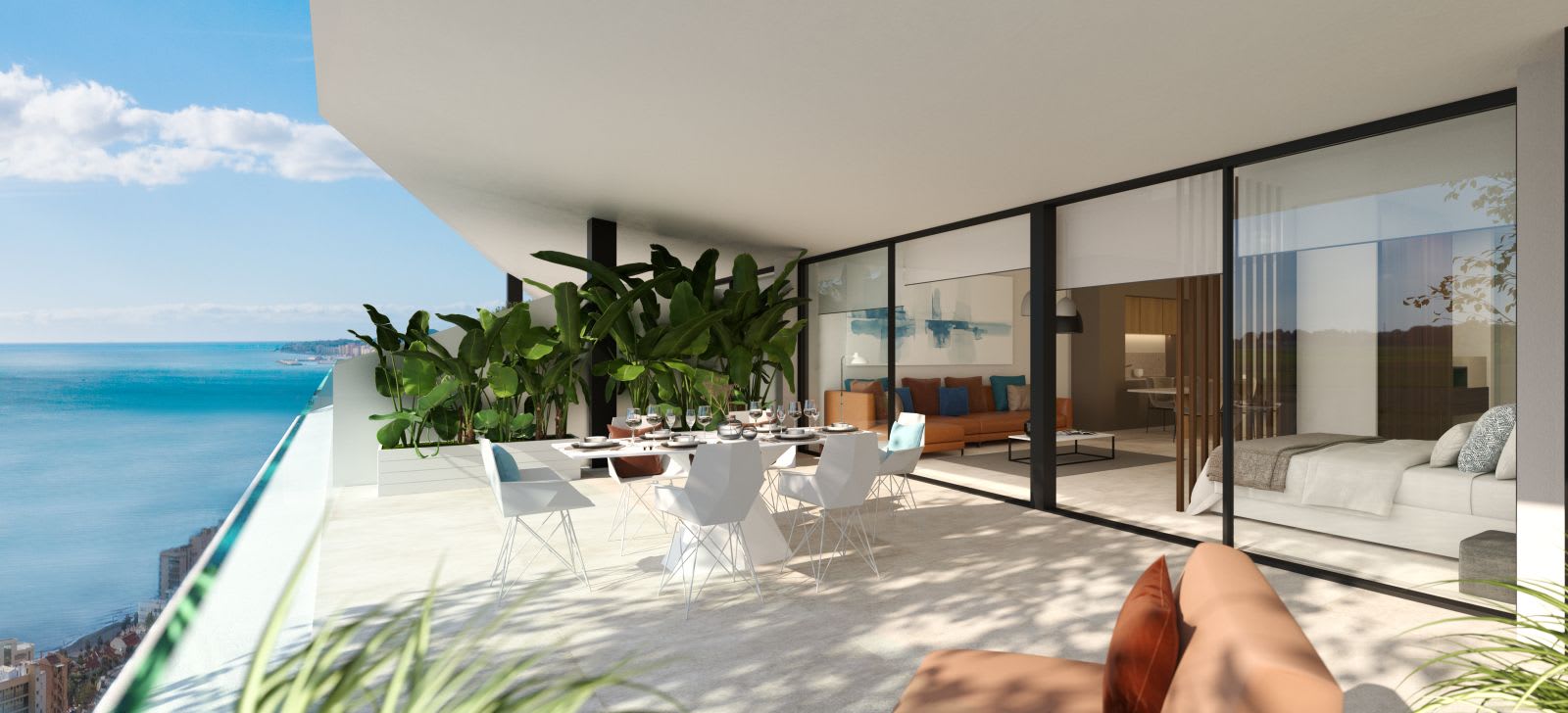Overbygd terrasse med sjøutsikt
