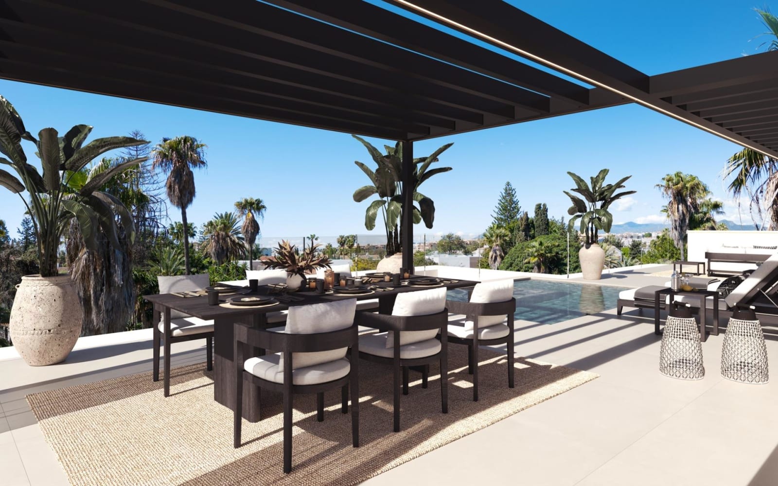 Covered terrace dining