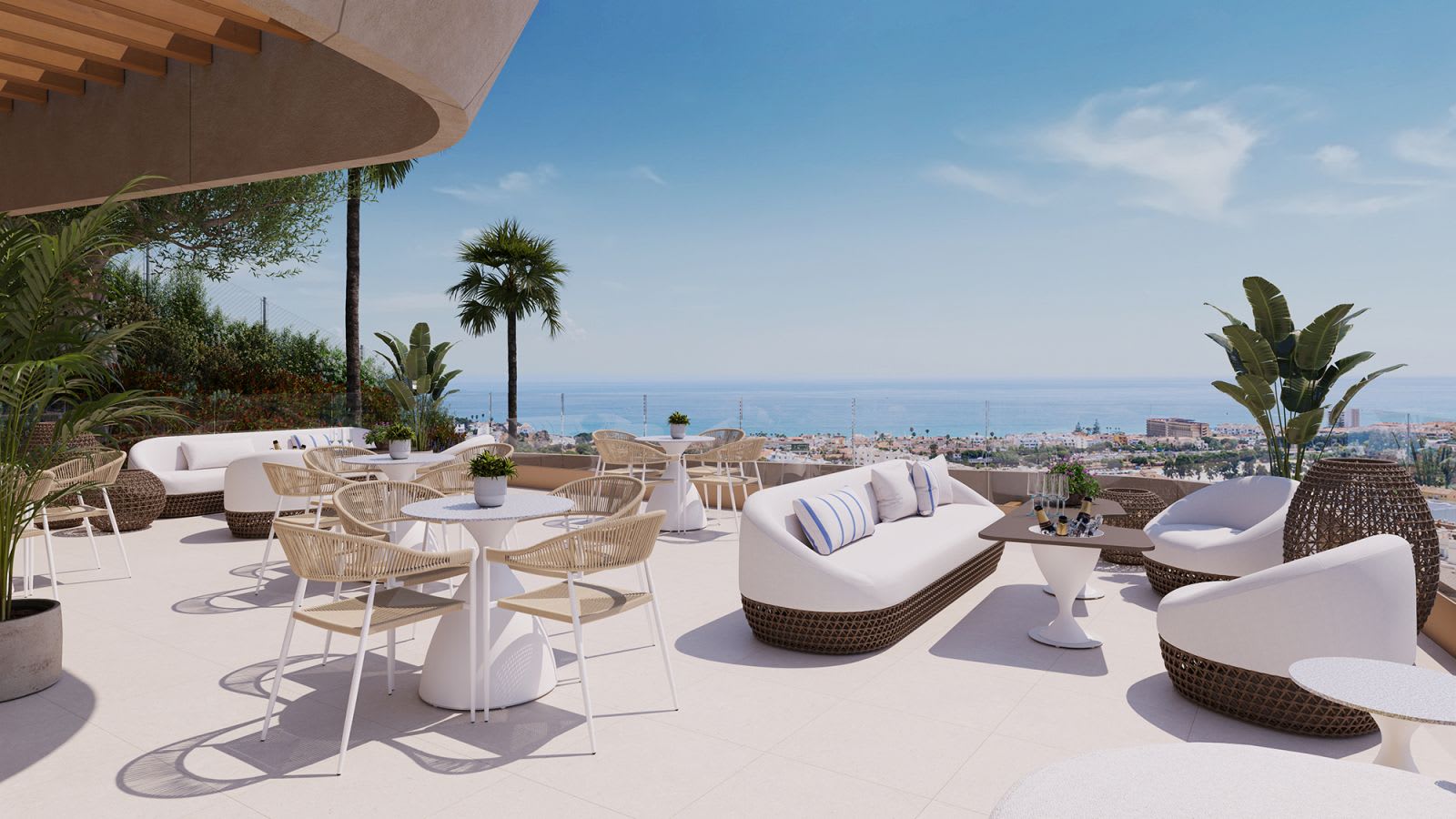 Terrasse med sjøutsikt