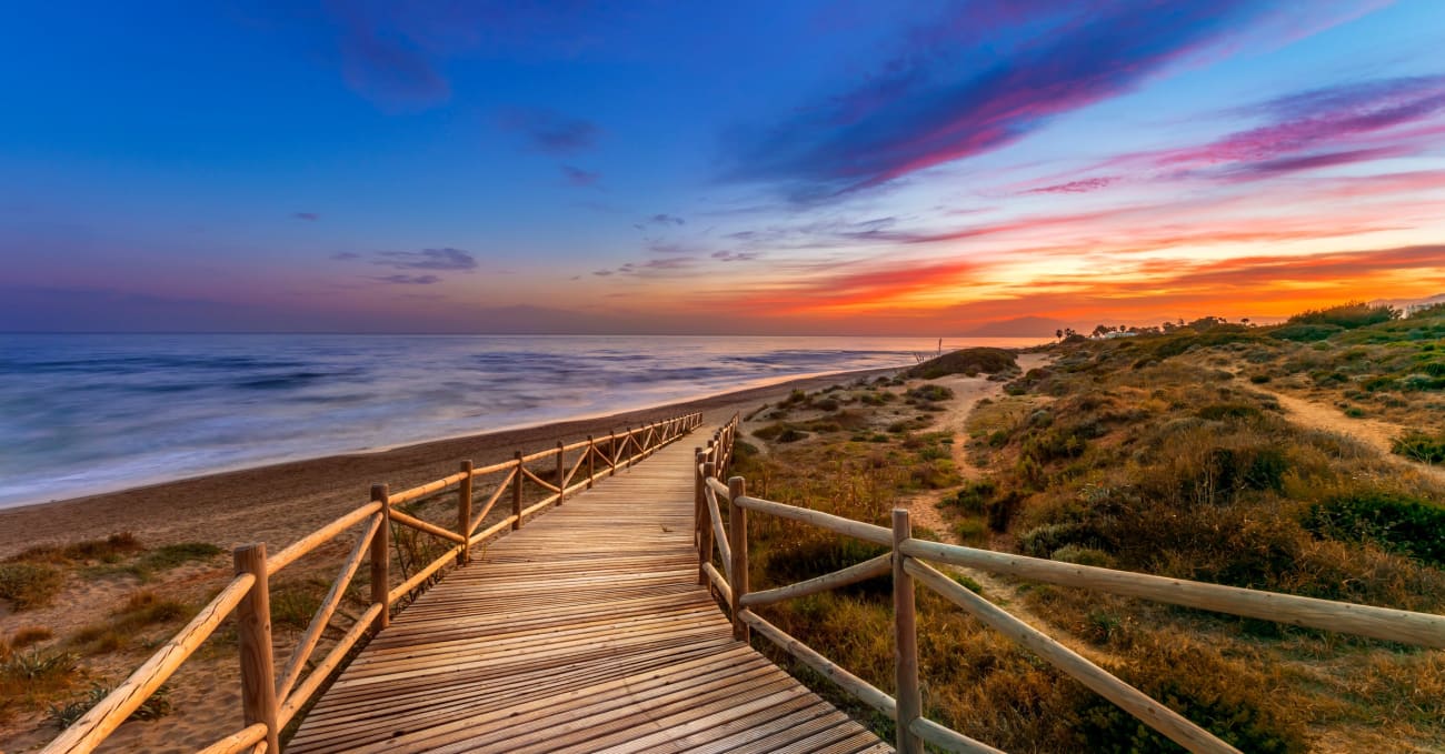 Scenic coastal path and protected sand dunes