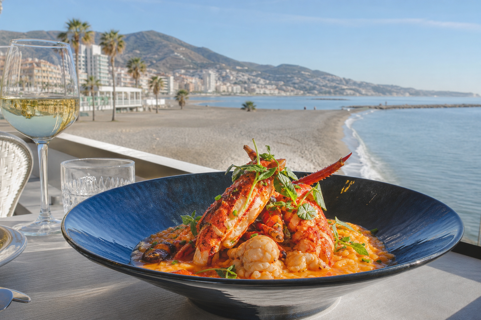 Gourmet seafood dish at a Fuengirola restaurant