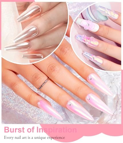 Vue 3 de Poudre Chrome Ongle Nacree