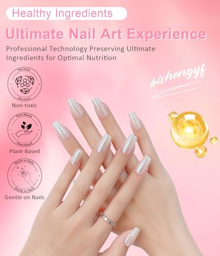 Vue 4 de Poudre Chrome Ongle Nacree