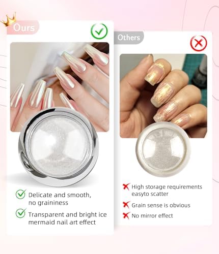 Vue 6 de Poudre Chrome Ongle Nacree