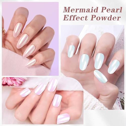 Vue 2 de Bishengyfupgradepoudre Chrome Ongle Blanc