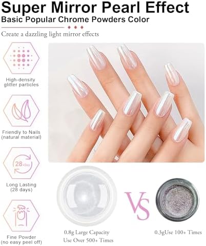 Vue 3 de Bishengyfupgradepoudre Chrome Ongle Blanc
