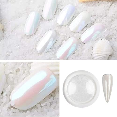 Vue 4 de Bishengyfupgradepoudre Chrome Ongle Blanc