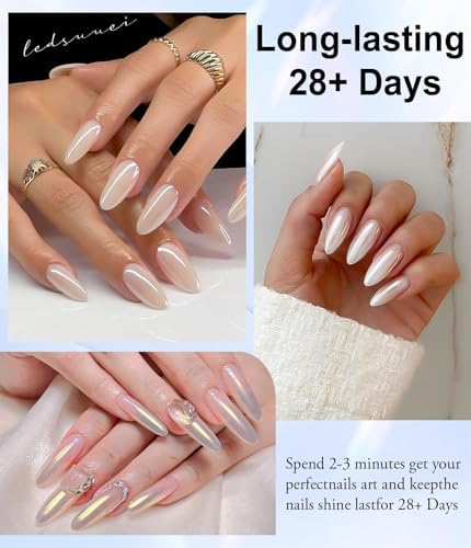 Vue 5 de Bishengyfupgradepoudre Chrome Ongle Blanc