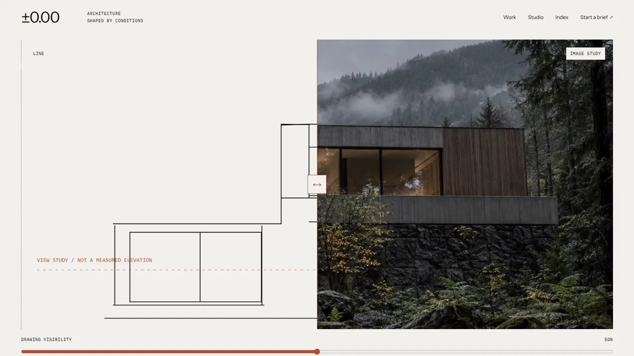 ±0.00 — A conceptual perspective study and its architectural image.