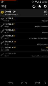 Lista de dispositivos conectados.