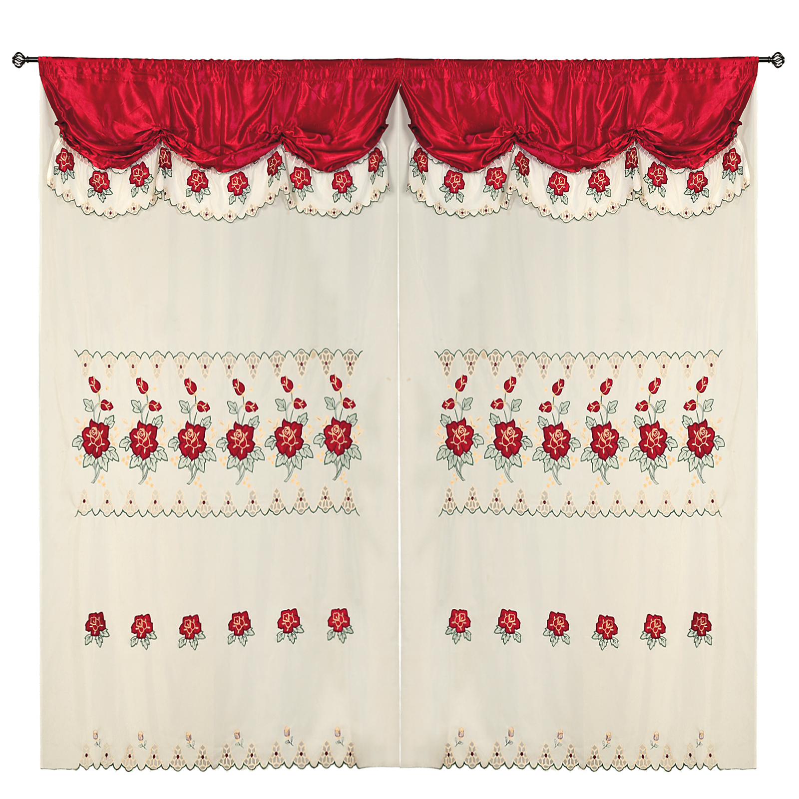 Details About Wine Red Room Decor Embroidery Sheer Valence Window Curtain Drapes 60x90 18