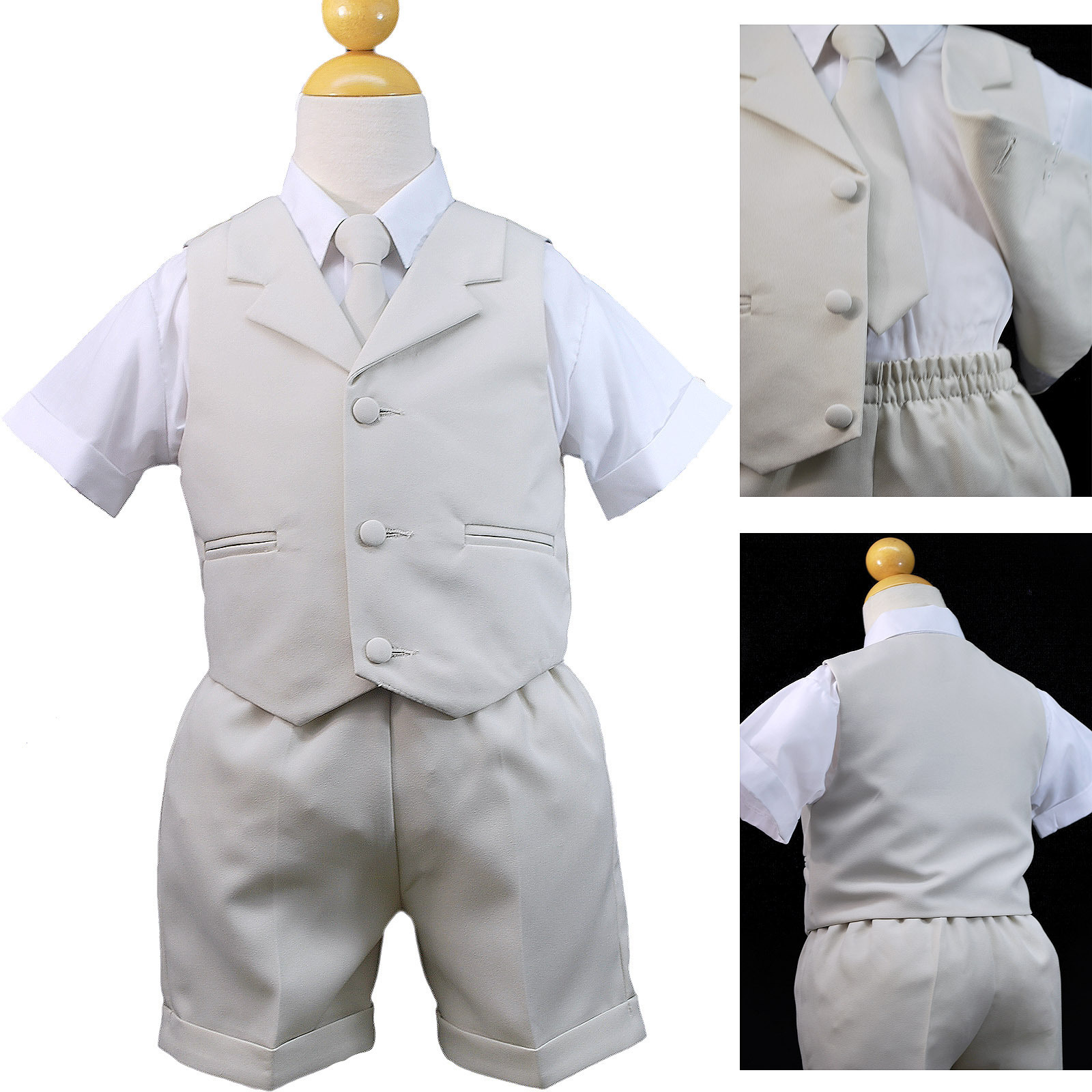 New Born4T Infant Boy Toddler Christening Baptism Formal Vest Shorts