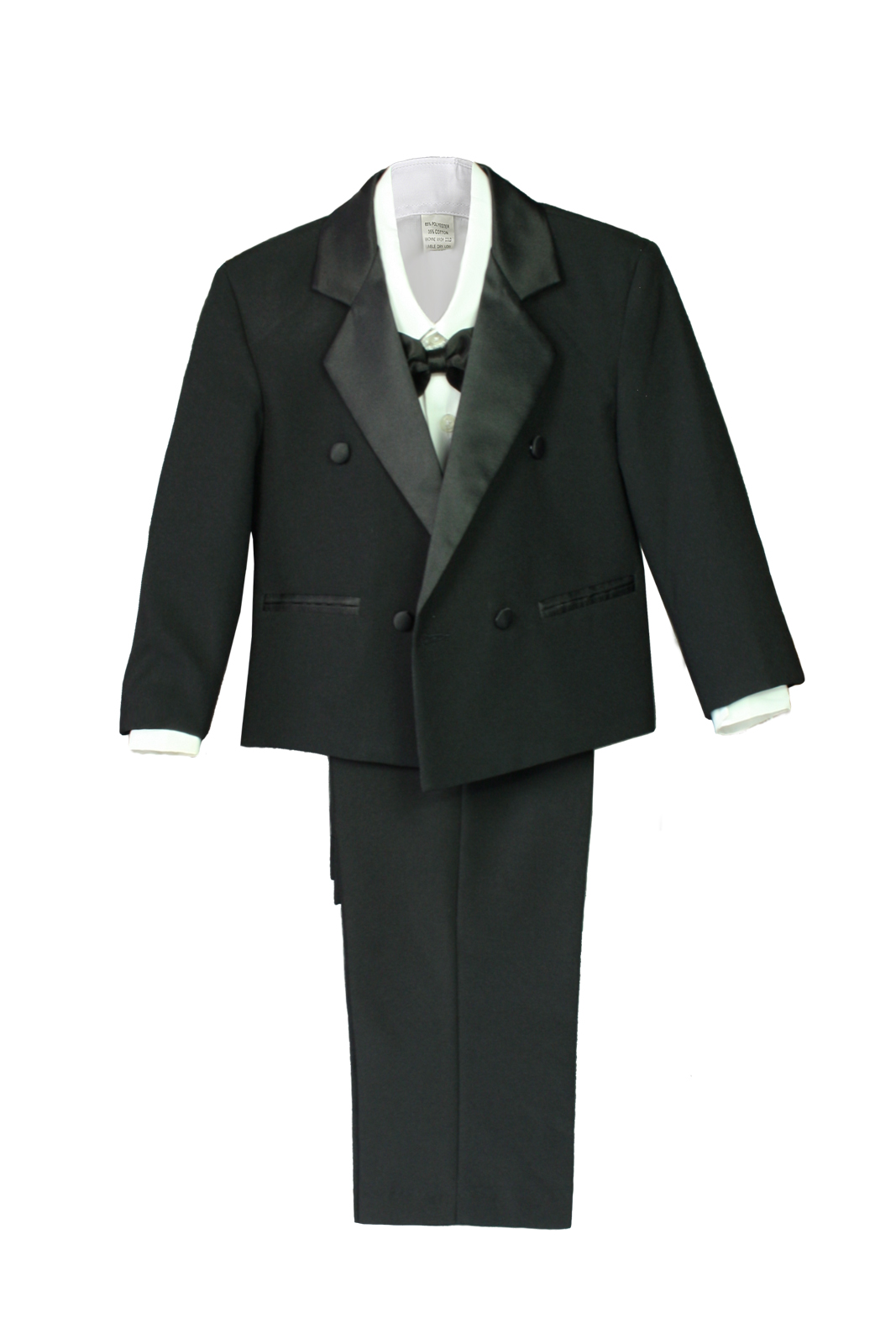 Boy Baby Kid Wedding Formal Wear Party Black 5pc Double Breast Suit Tuxedo S-XL
