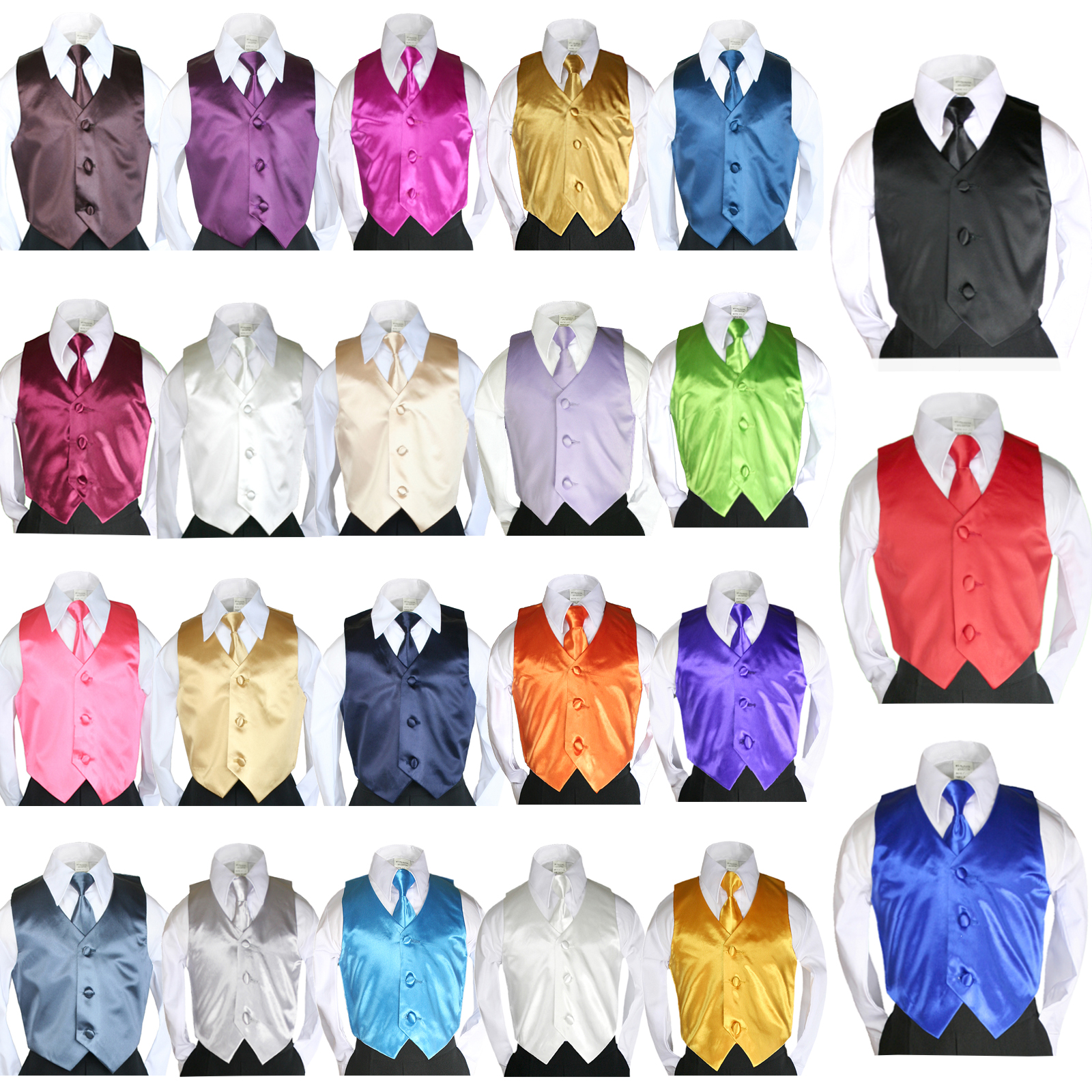2pc White Bow Tie Vest Set Boy Wedding Party Graduation Formal Suit Sm-20