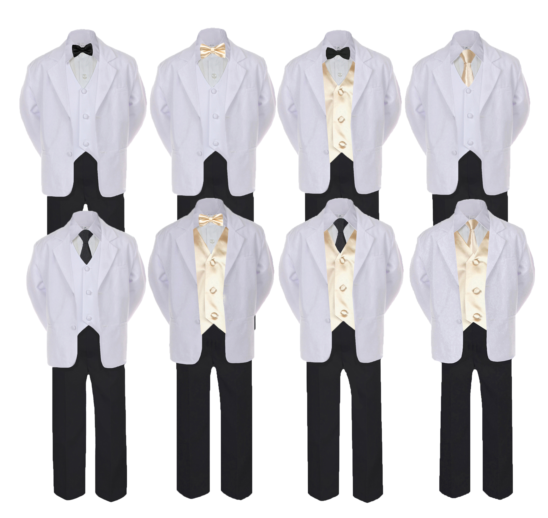 New Born Baby Toddler Kids Boy Teen Formal White Shawl Lapel Suit Set Satin Necktie Sm-20