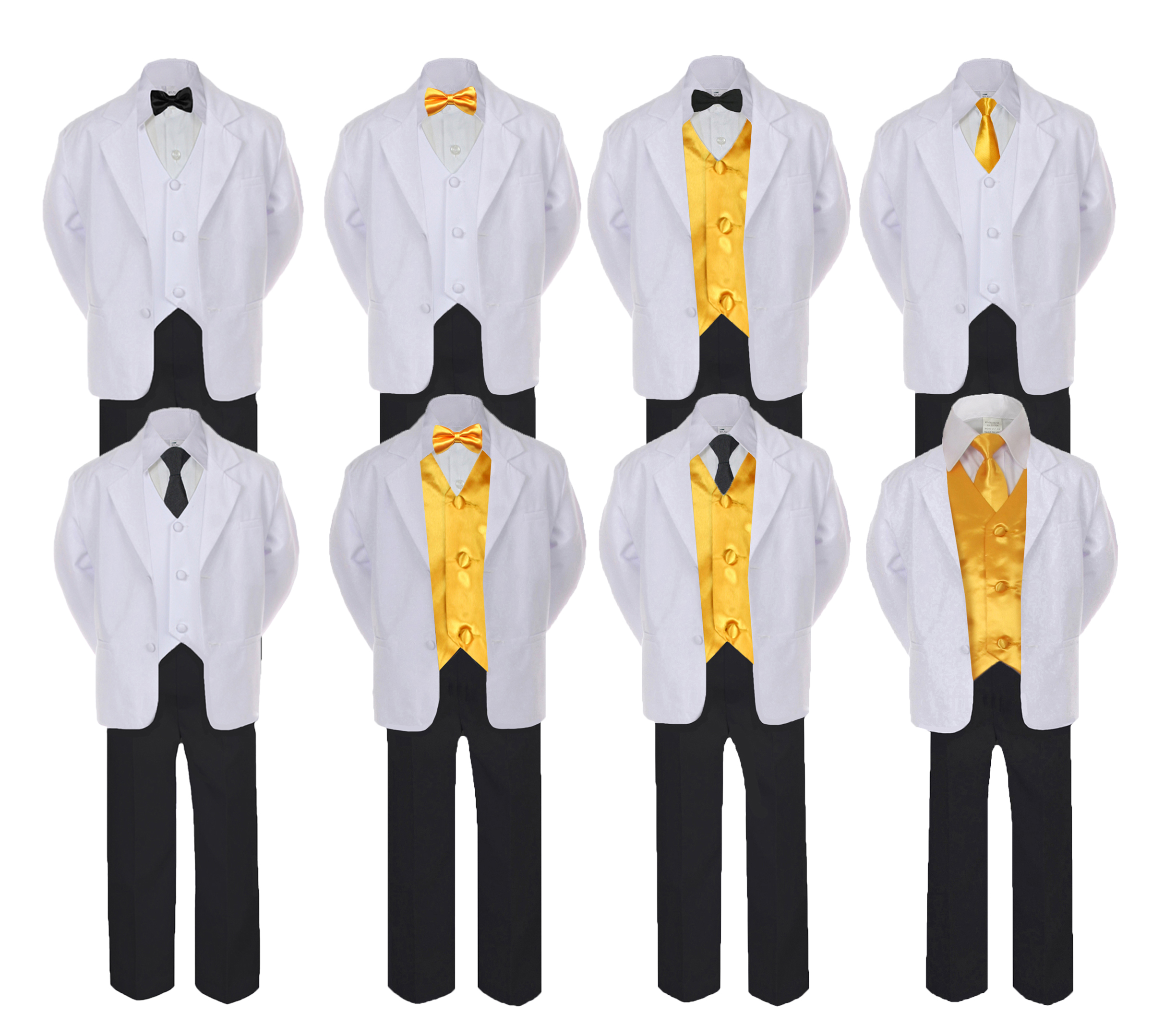 Unotux New Born Baby Toddler Kids Boy Teen Formal White Shawl Lapel Suit Set Satin Necktie Sm-20