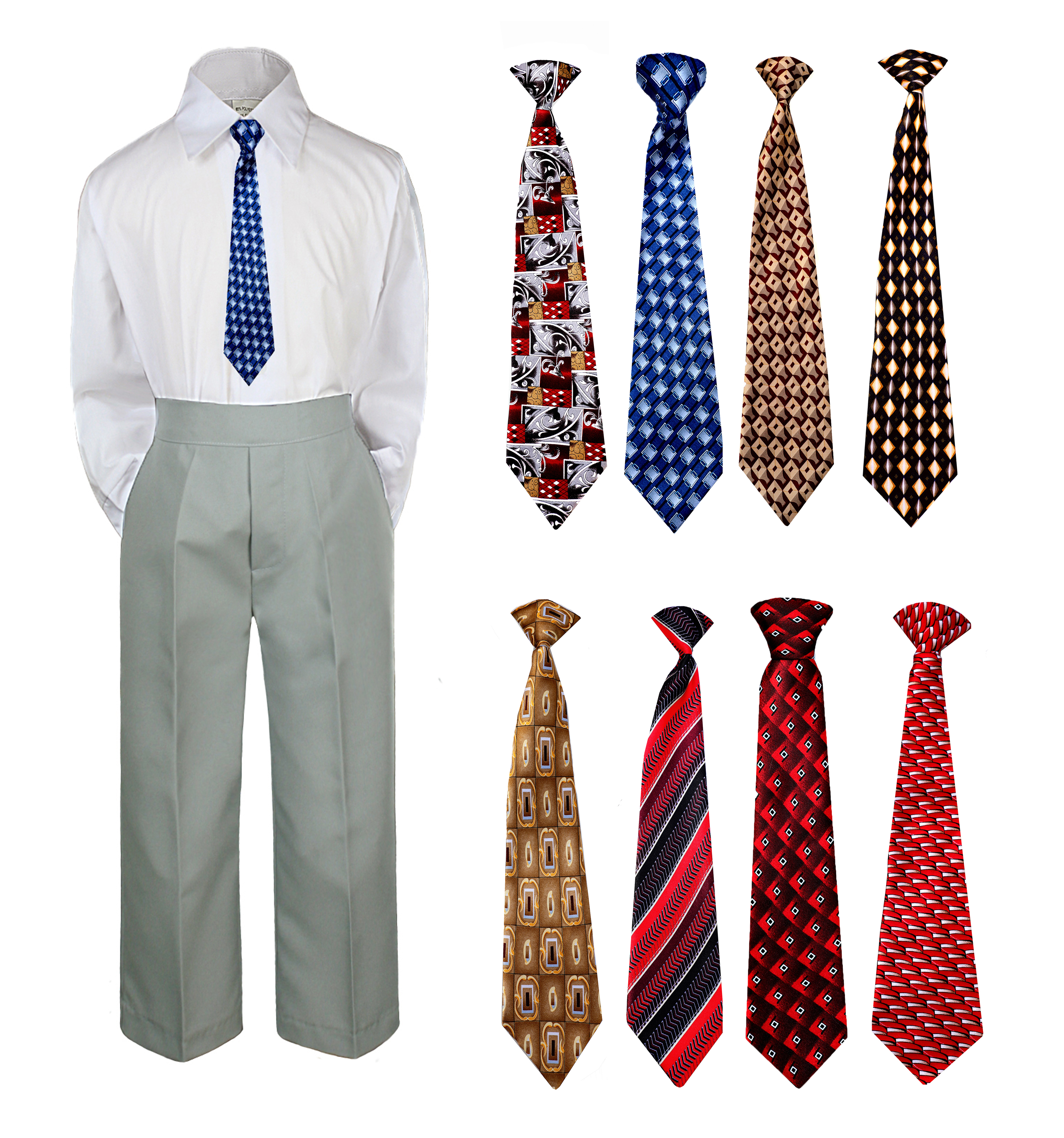 New Born Baby Toddler Kids Boy Teen Formal White Shawl Lapel Suit Set Satin Necktie Sm-20