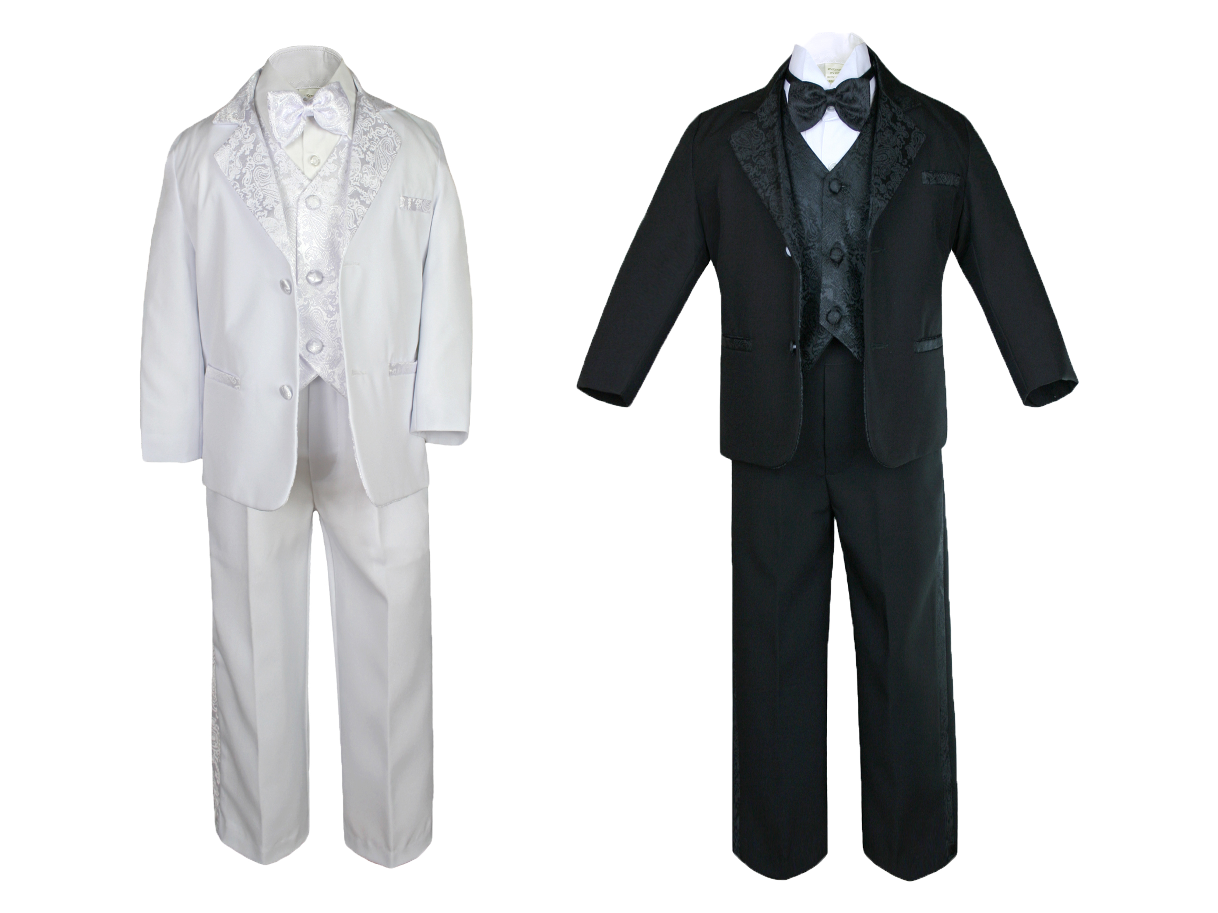 Boys Suits Black White Vest Bow Tie Tail Tuxedos Baby Toddler Kid Teen sz S-20