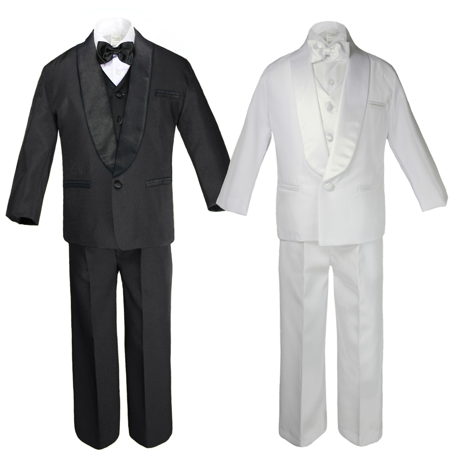 20 Teen White Blac Suit Shawl Lapel Tuxedo Vest Set Baby Toddler Boy Sm
