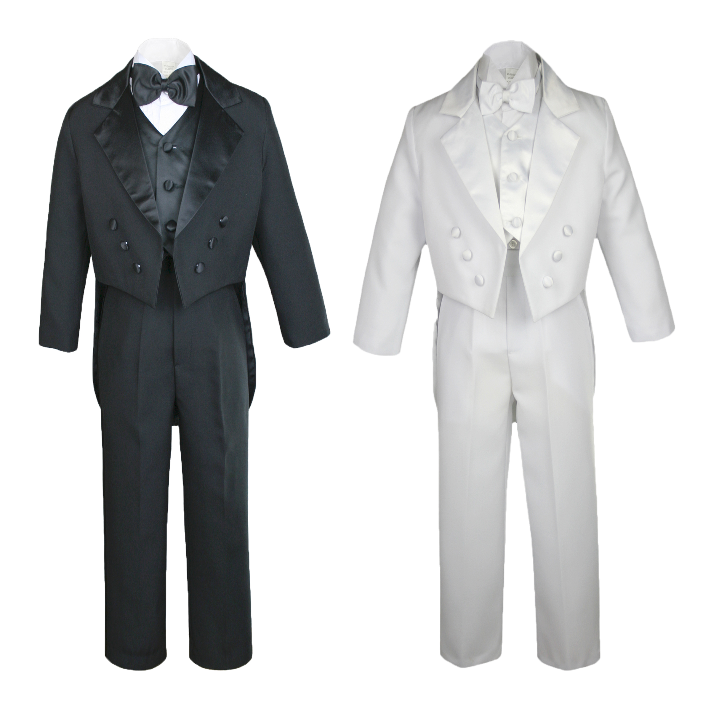 Boys Suits Black White Vest Bow Tie Tail Tuxedos Baby Toddler Kid Teen Sz S 20 Ebay