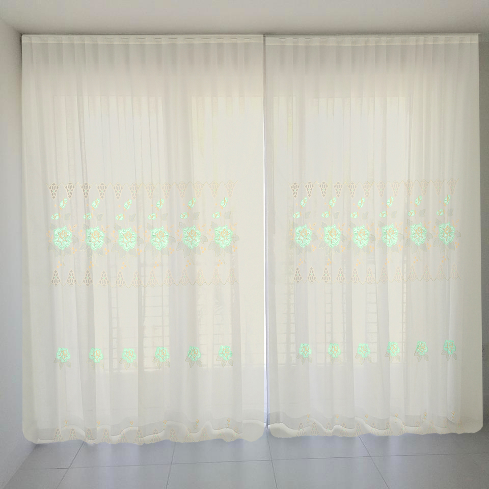 Green Room Decor Sheer Window Treatment Curtain Valance Drapes
