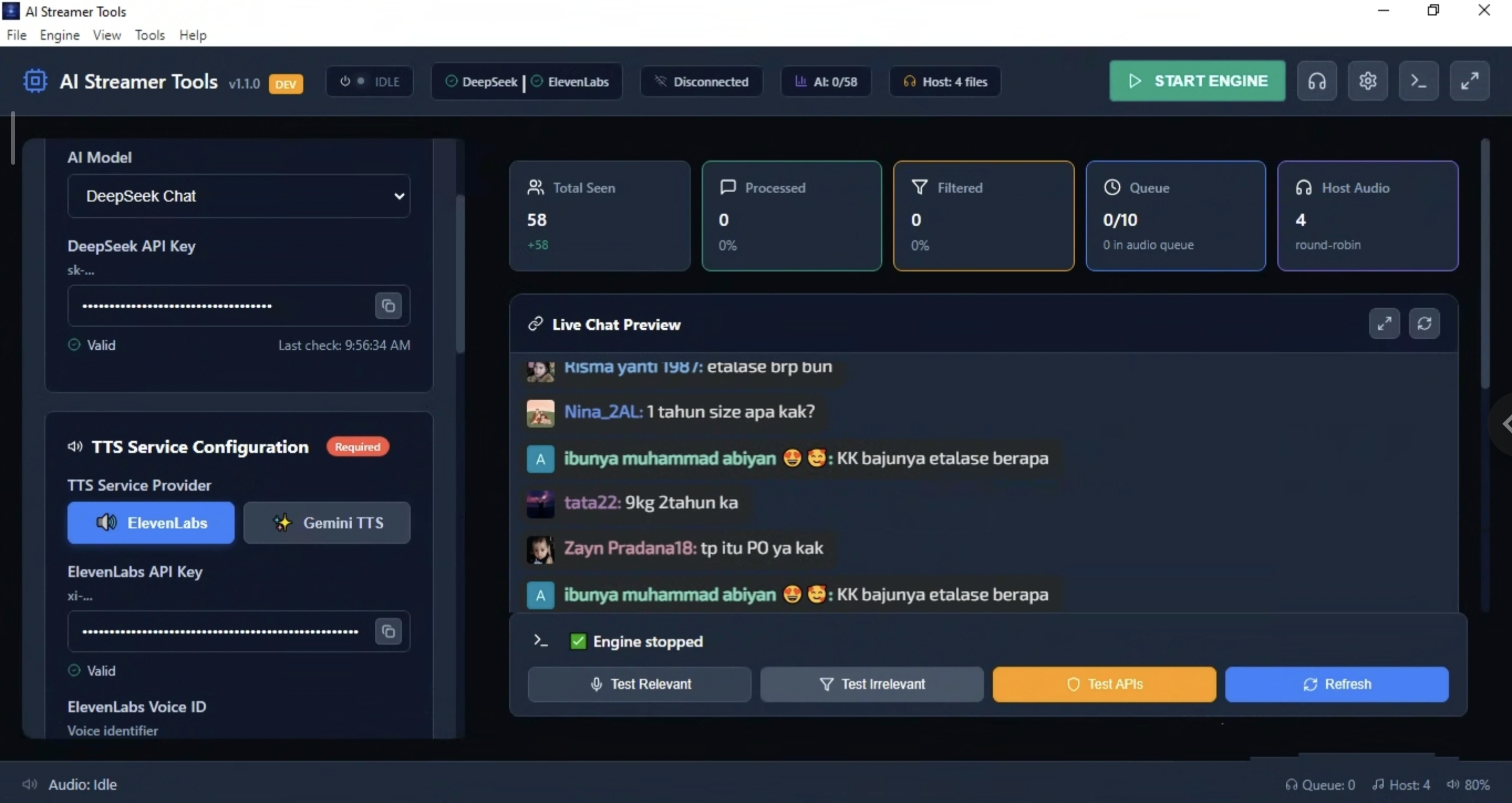 Antarmuka AI Livestream Host