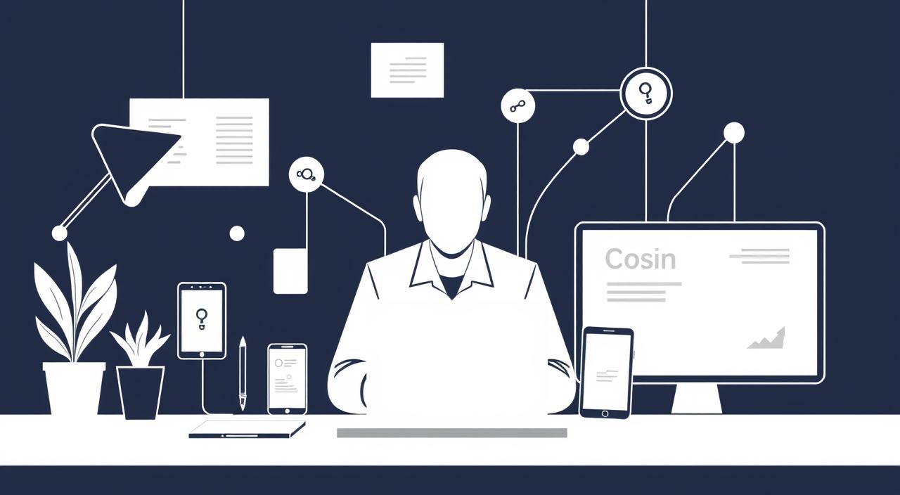 A professional working on multiple digital devices with secure connections