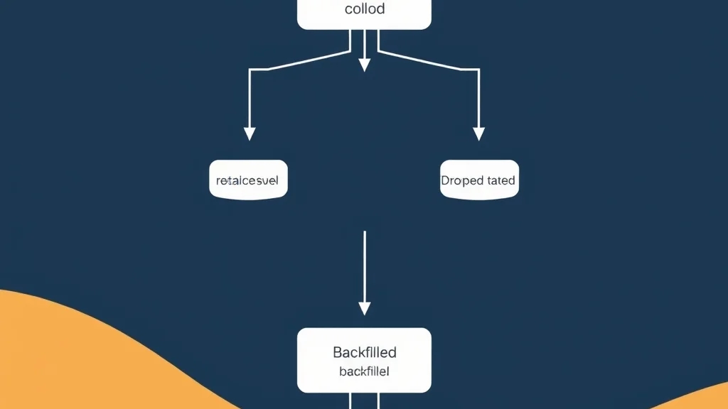 Diagram empat fase expand contract: add column, backfill, switch read, drop column