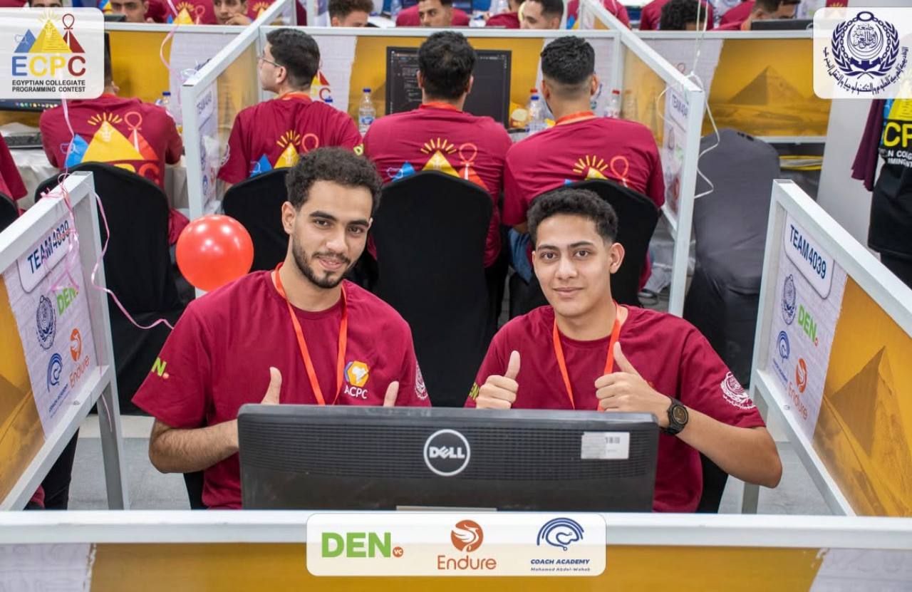 Kareem Tamer and his teammate Mohamed Rady after competing in the 2026 ICPC ECPC Qualifications