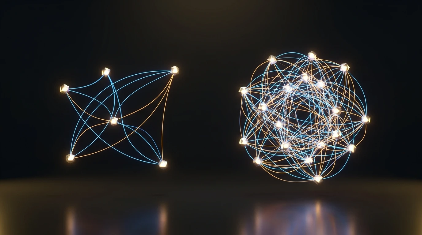 Neural Pods vs. Delivery Teams: The Case for Smaller, Senior Engineering - Abstract data visualization showing exponential growth of co