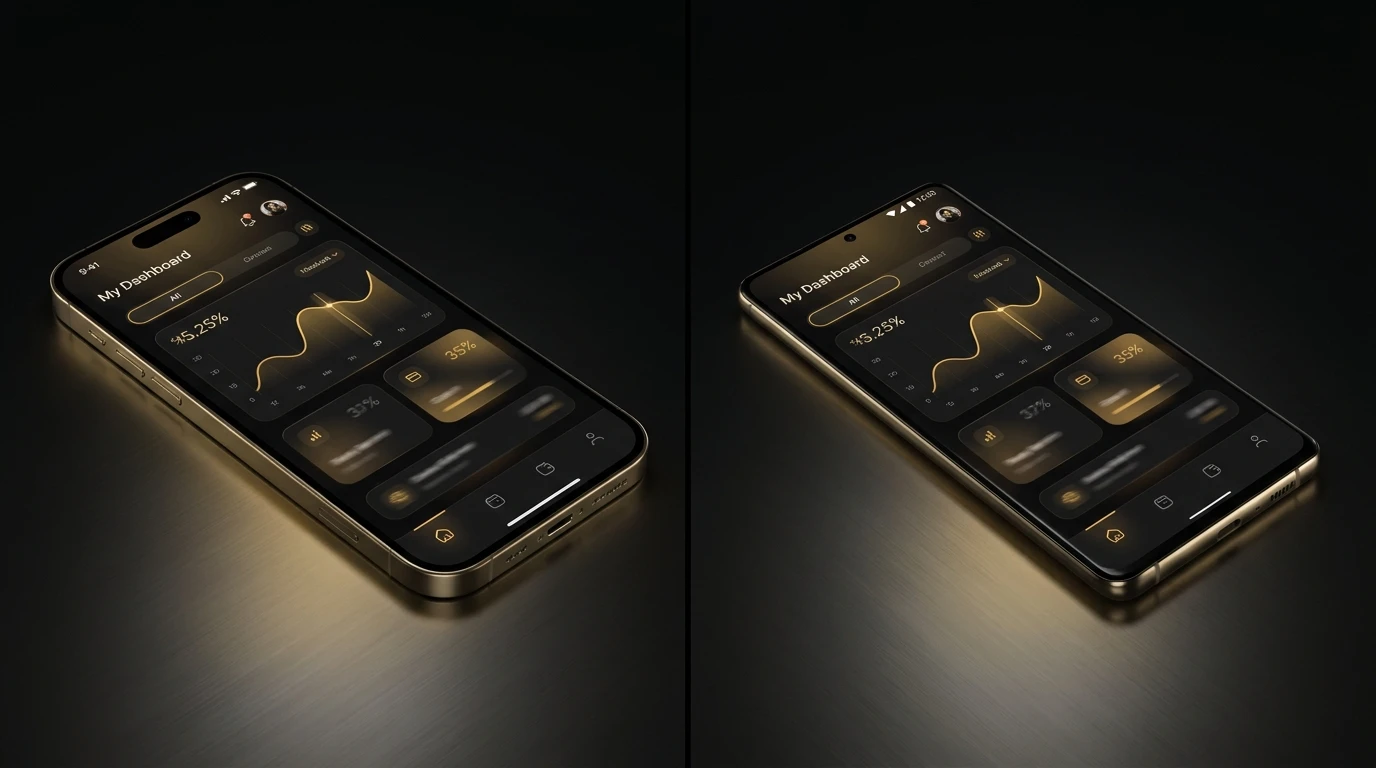 Framework Selection as a Governance Decision - Split-screen UI showing the same mobile application running 