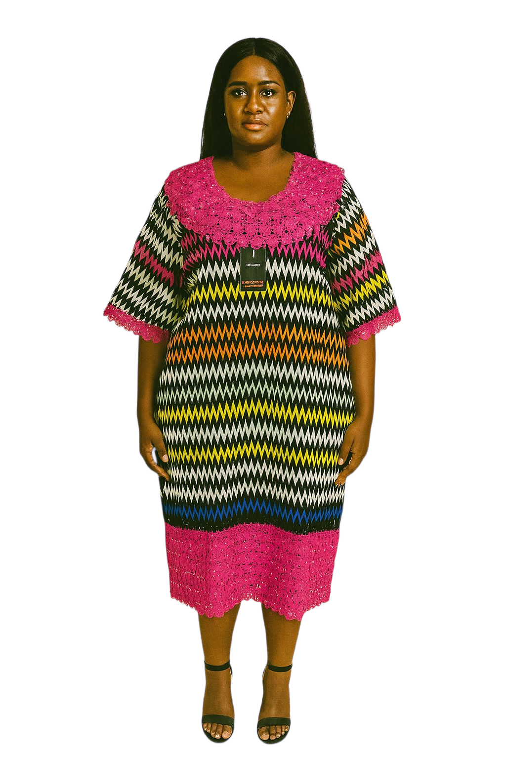 Kneel lenght Ankara Top mixed with Lace materia;s for women