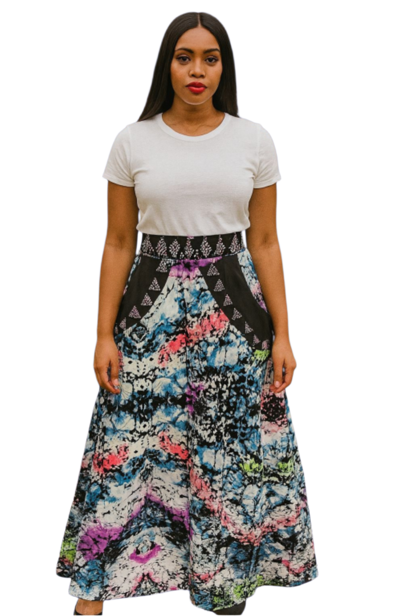 Ankara Cotton long Skirt with 2 side pockects