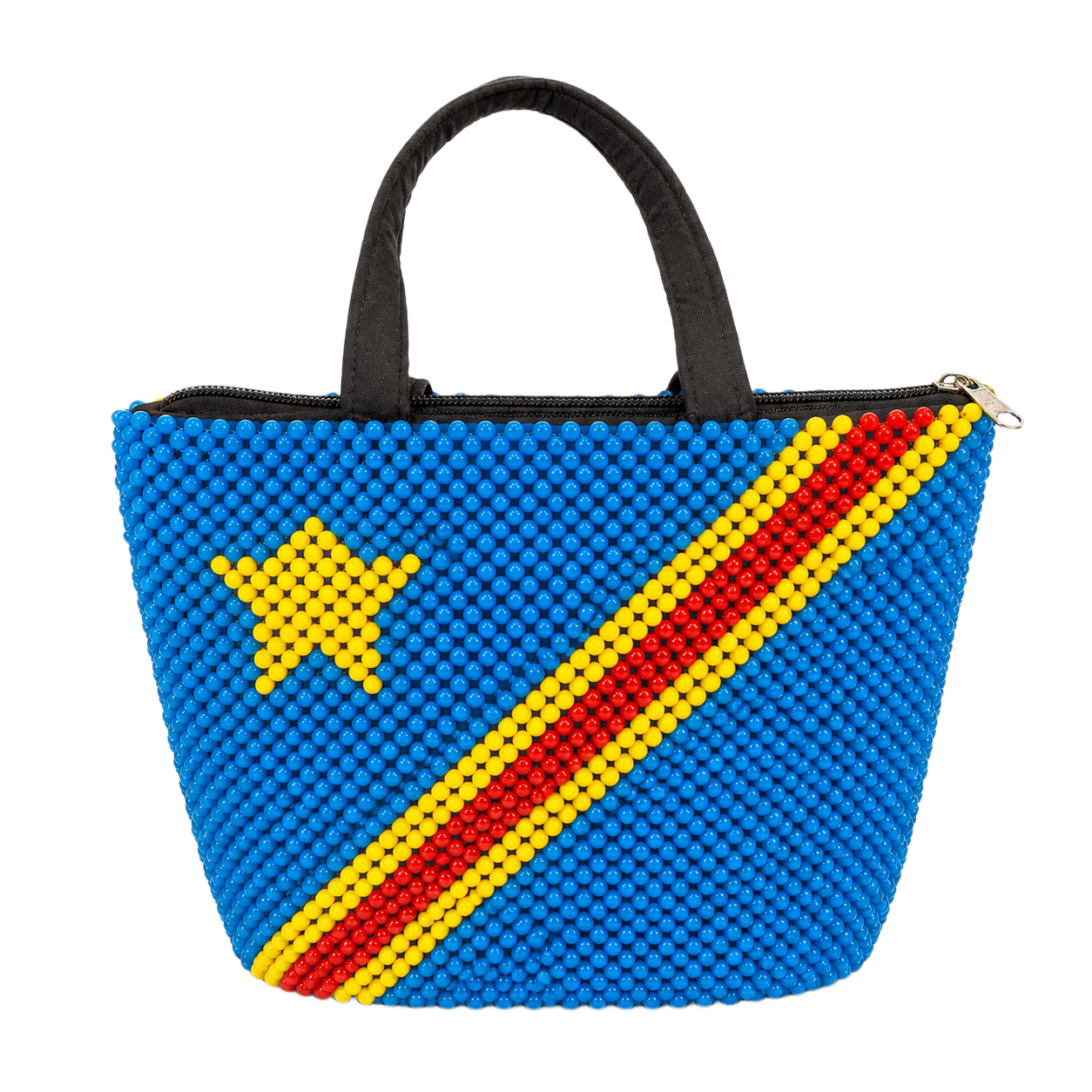 Handcrafted Beaded DRC Flag Tote Bag