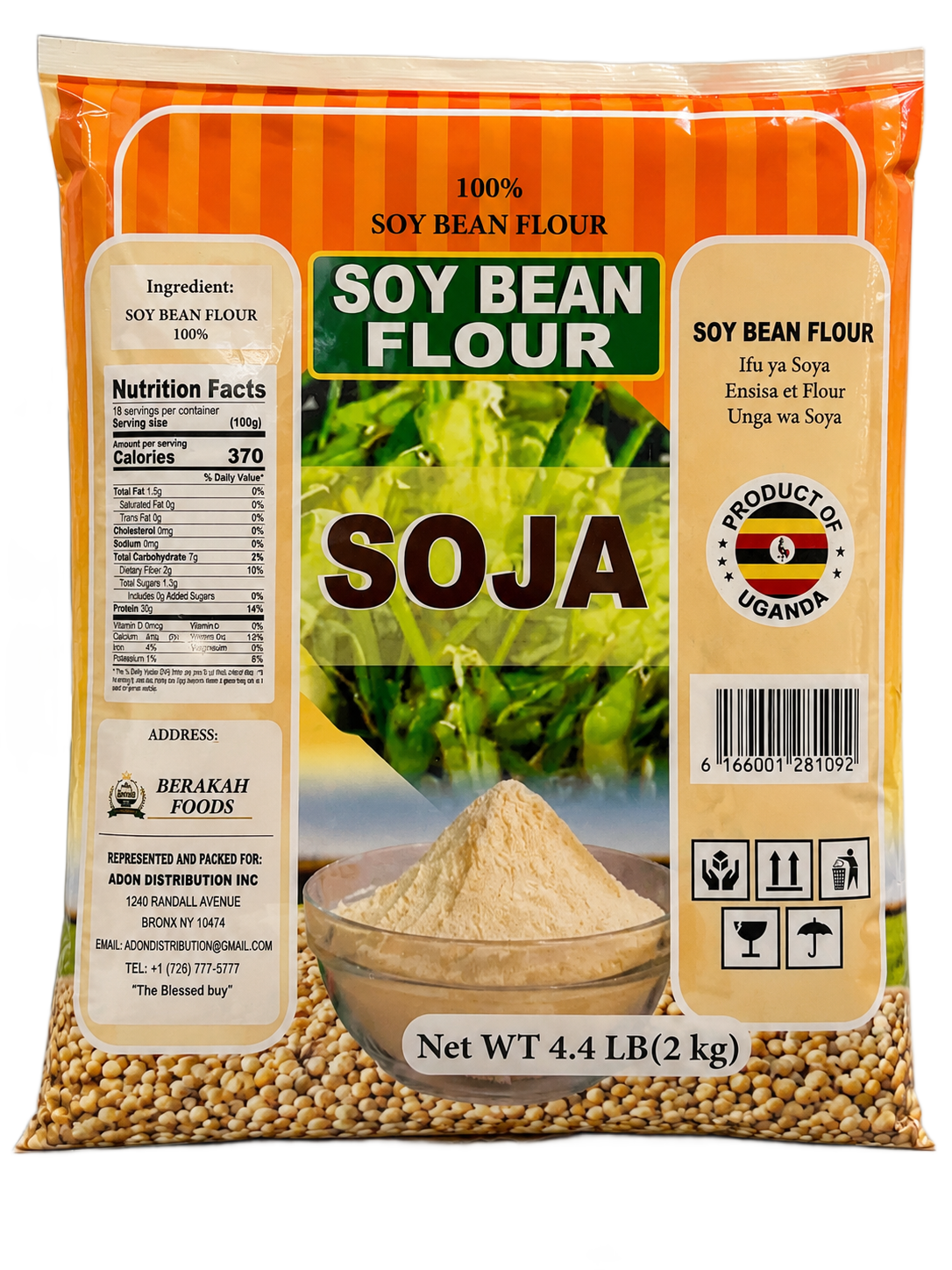 Soja 100% Soybean Flour — East African Style, 2 kg