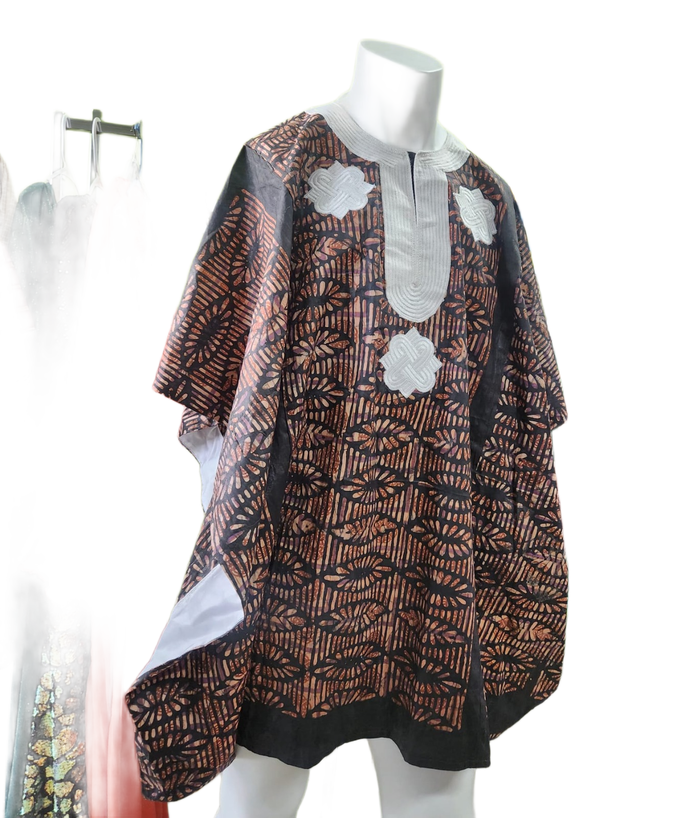Men's Dashiki– African Print with White Collar