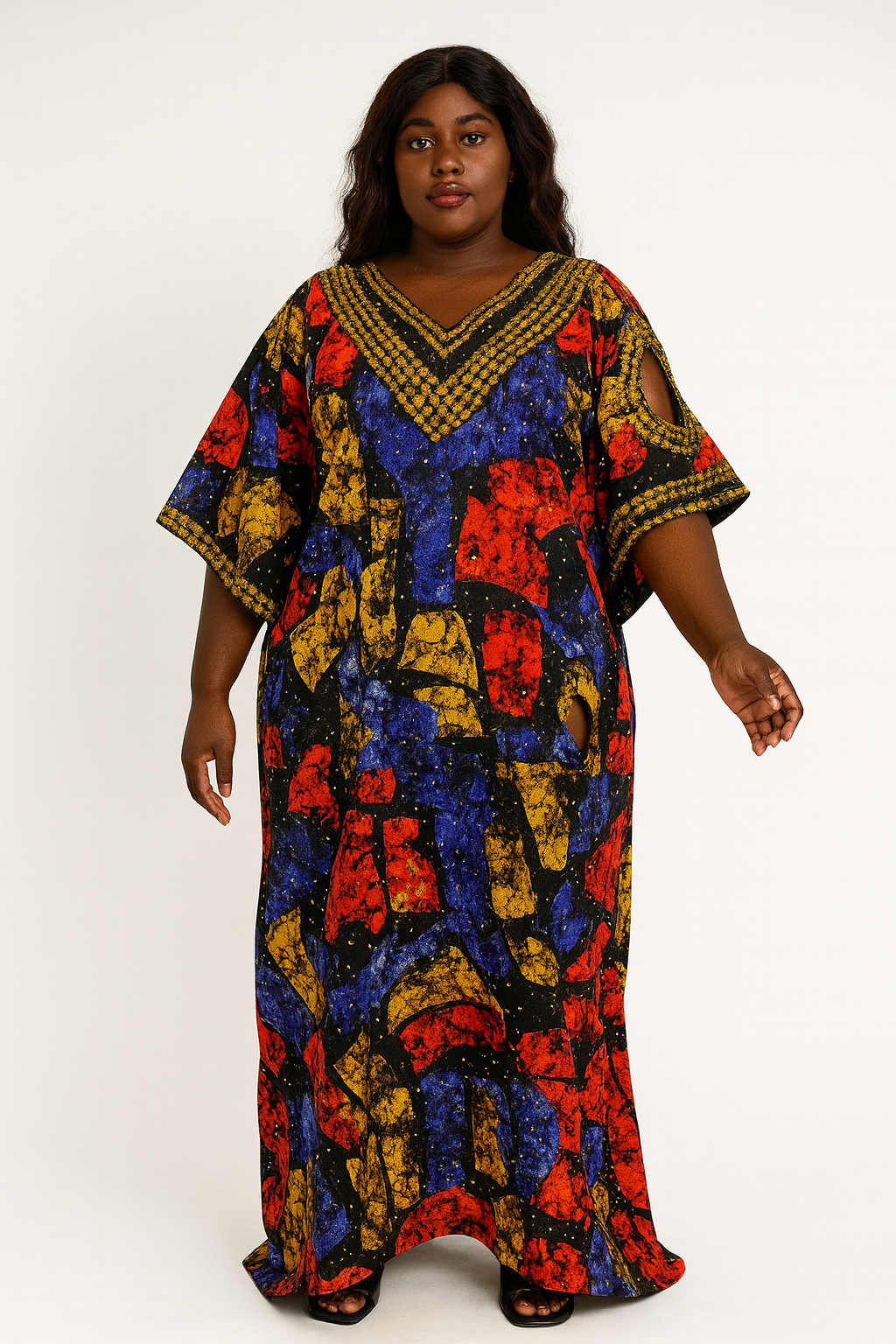 Multi colored Ankara fully stoned Kaftan for women