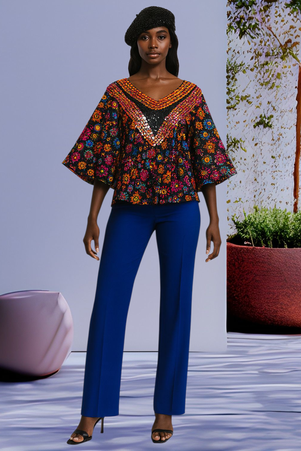 Beaded Ankara Top for women