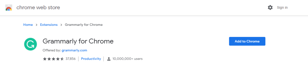 Chrome Store after