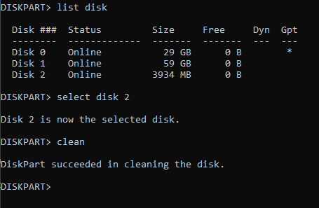 DiskPart Select disk 2