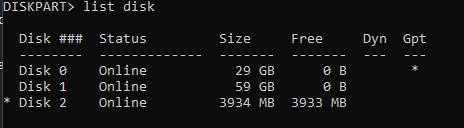 list disk again