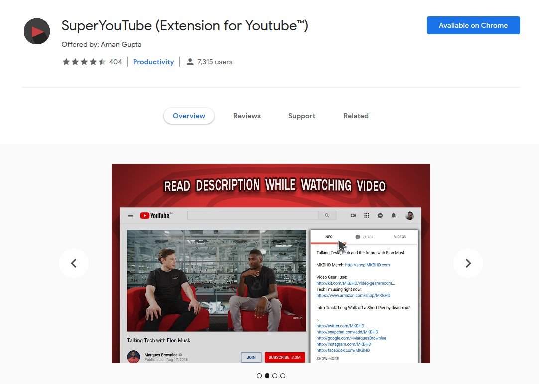 【Chrome 插件】 - SuperYouTube边看Youtube影片边读留言