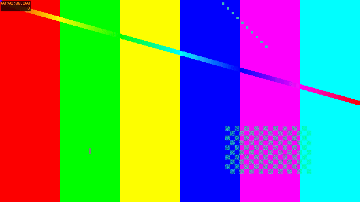 Animated marker moving across a synthetic QA timeline
