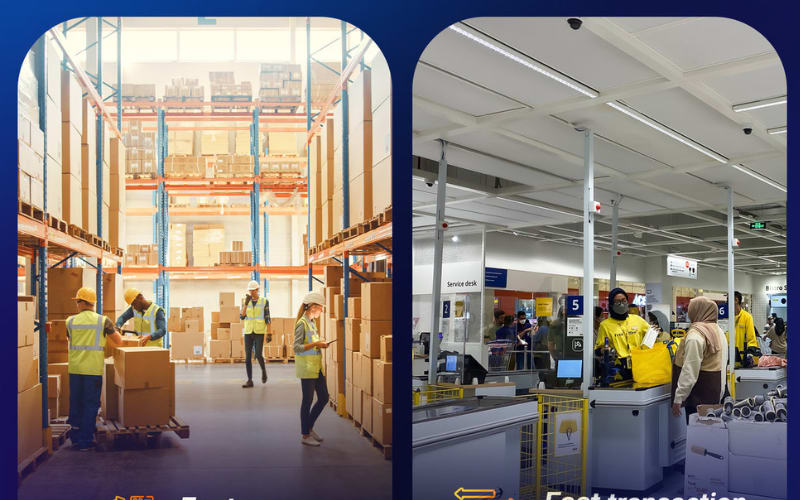 Efficient warehouse operations and retail checkout using industrial barcode scanners for accurate inventory management.