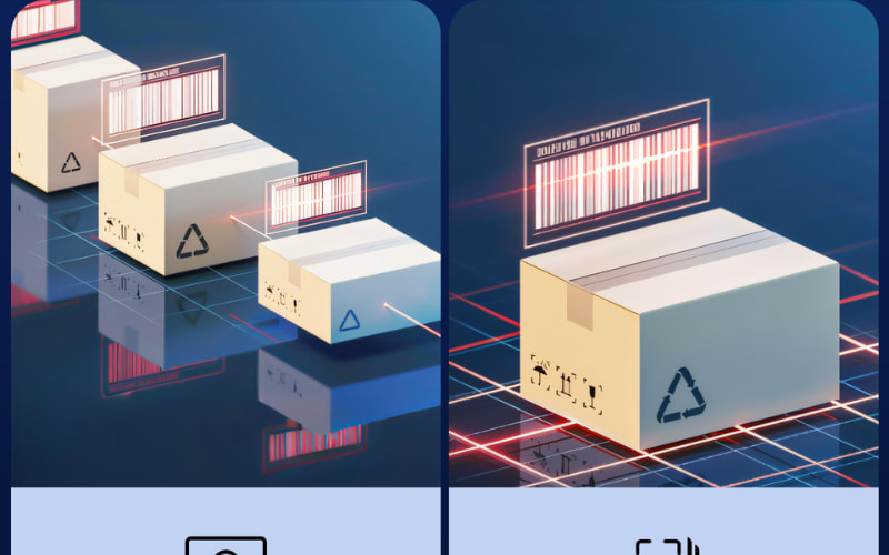 A visual representation showing packages with barcodes, highlighting the scanner sound during scanning operations.