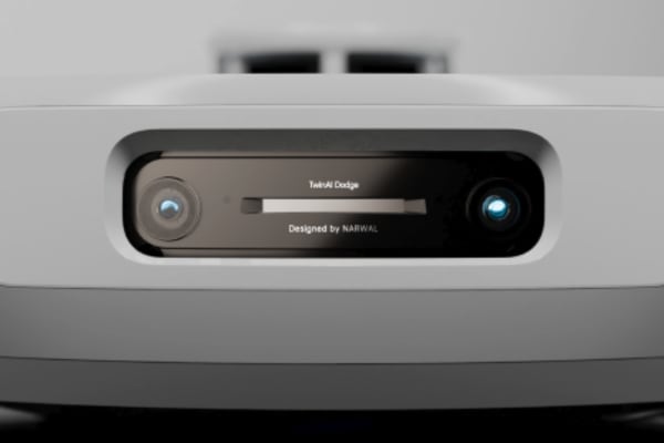 Close-up of a robot vacuum's sensors, showcasing its design while addressing robot vacuum privacy concerns.