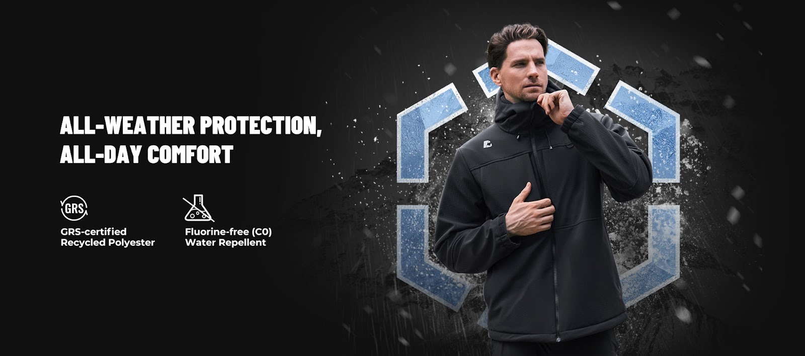 A man in a black jacket demonstrates all-weather protection, ideal for the best hikes in Oregon.