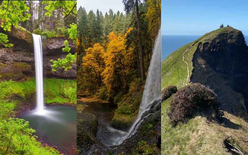 Stunning waterfalls and lush landscapes showcasing some of the best hikes in Oregon's scenic beauty.
